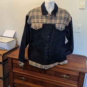 Vintage 90s The Hip Hop Elements Dk Blue Denim Button Up Jacket Plaid XL